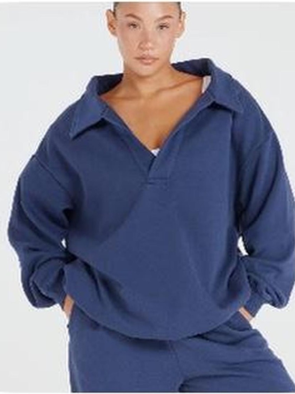 CSB Oversized Collar Sweater Navy Blue Womens Size XL